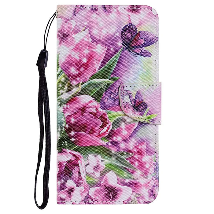 Full Protection Pattern-Printing Leather Case Phone Protective Cover Shell for iPhone 13 mini 5.4 inch - Tulip - 6