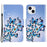 Magnetic Clasp Pattern-Printing Leather Case Phone Wallet Stand Cover for iPhone 13 mini 5.4 inch - Blue Butterfly - 1