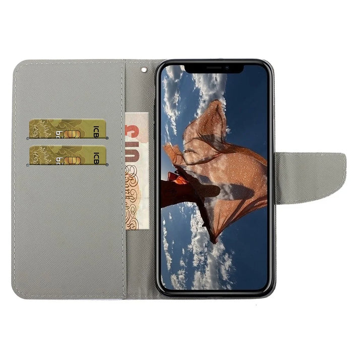 Magnetic Clasp Pattern-Printing Leather Case Phone Wallet Stand Cover for iPhone 13 mini 5.4 inch - Blue Butterfly - 5