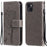 For iPhone 13 Phone Case with Stand Cat Tree Pattern Leather Wallet Mobile Cover - Grey - 1
