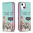 Pattern Printing Magnetic Auto-absorbed Leather Case Wallet Stand Phone Cover for iPhone 13 mini 5.4 inch - Cat - 1