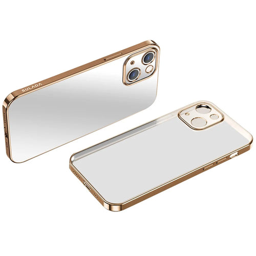 SULADA Natural Color Series Drop-proof Electroplating TPU Case Back Cover Shell for iPhone 13 6.1 inch - Gold - 1