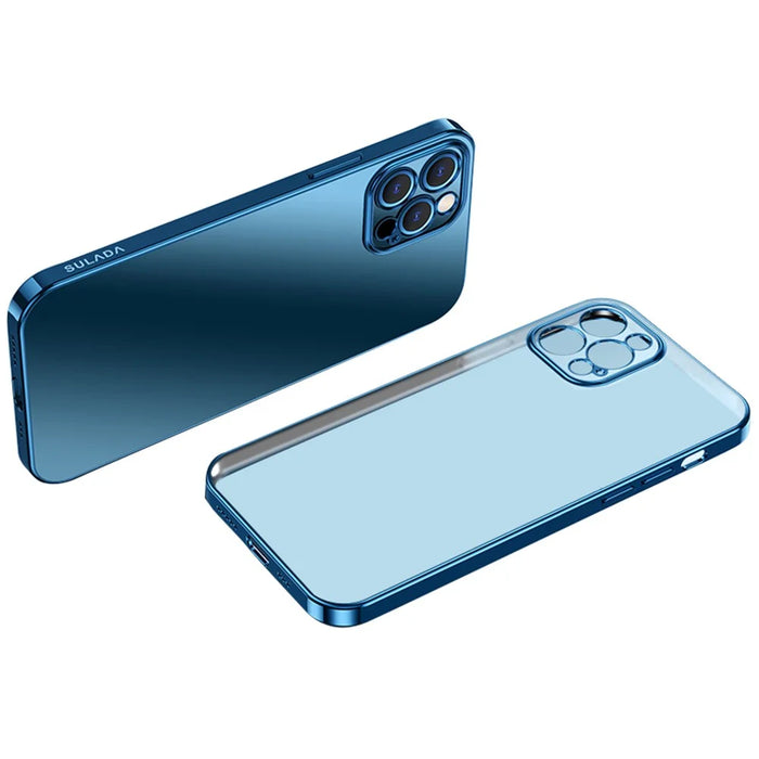 SULADA Natural Color Series TPU Case for iPhone 13 Pro 6.1 inch Electroplating Mobile Protective Cover - Blue - 1