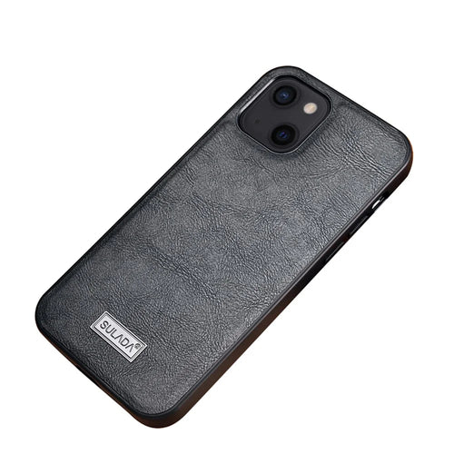 SULADA Well-Protected PU Leather Coated Hybrid Phone Case Protector for iPhone 13 6.1 inch - Black - 1