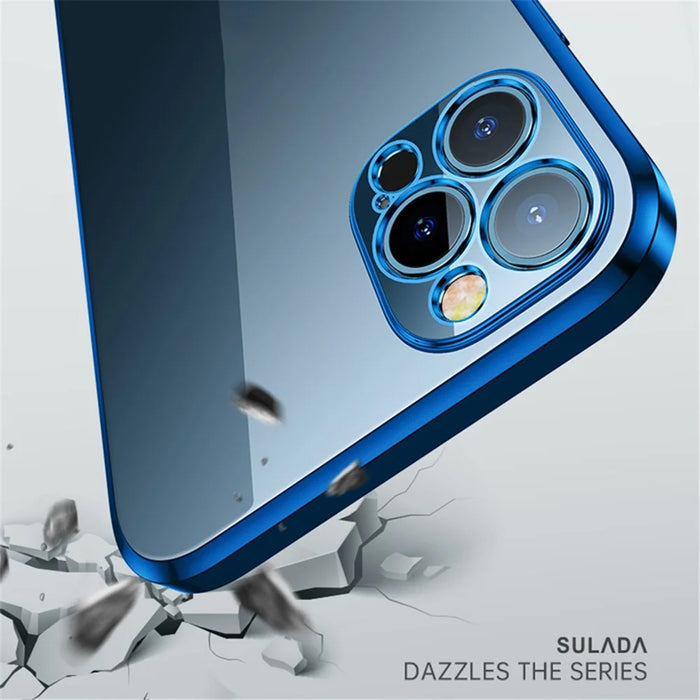 SULADA Full Protective Colorful Dazzling Electroplating Back Cover Shell for iPhone 13 Pro 6.1 inch - Blue - 5