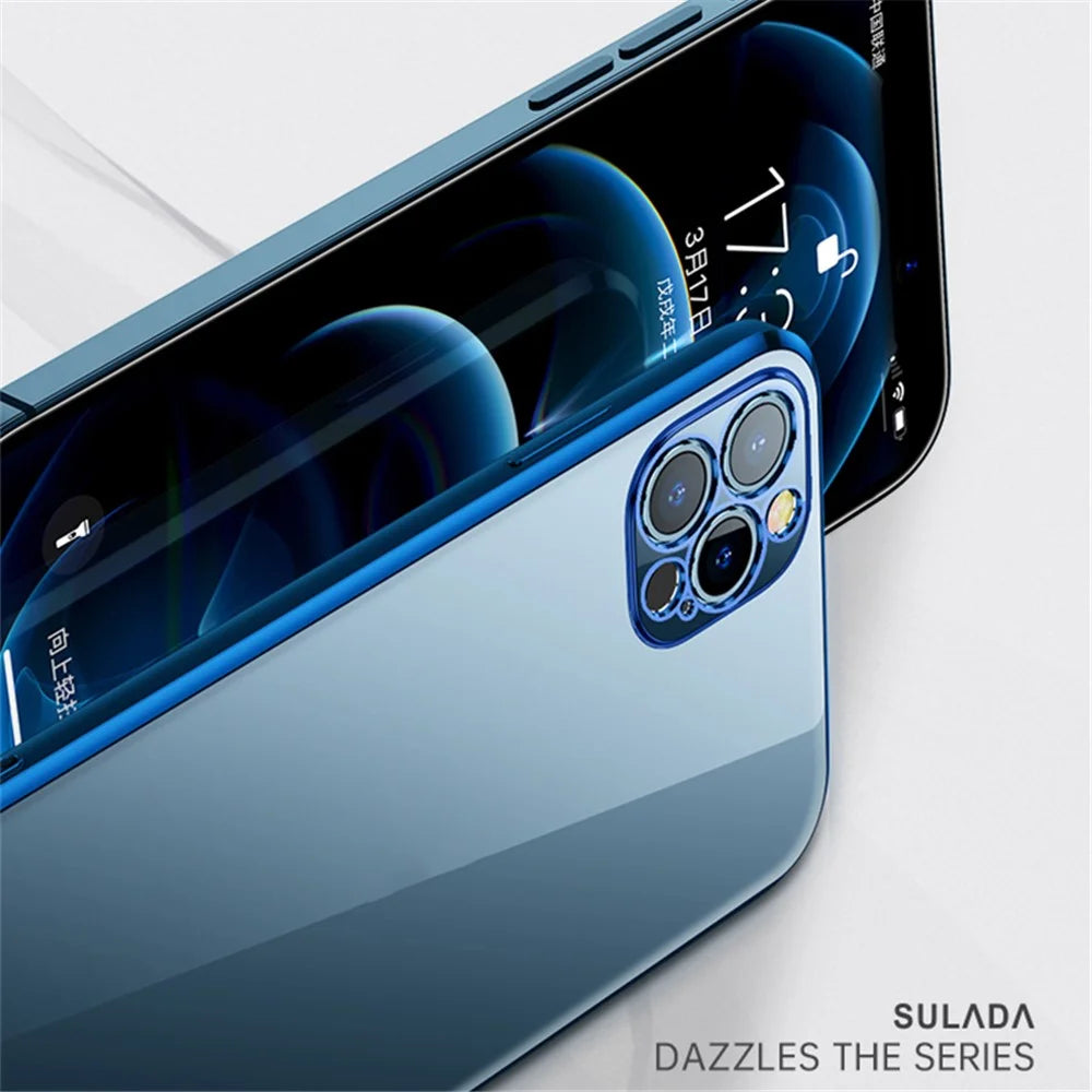 SULADA Colorful Dazzling Electroplating TPU Phone Back Case for iPhone 13 Pro Max - Blue - 7