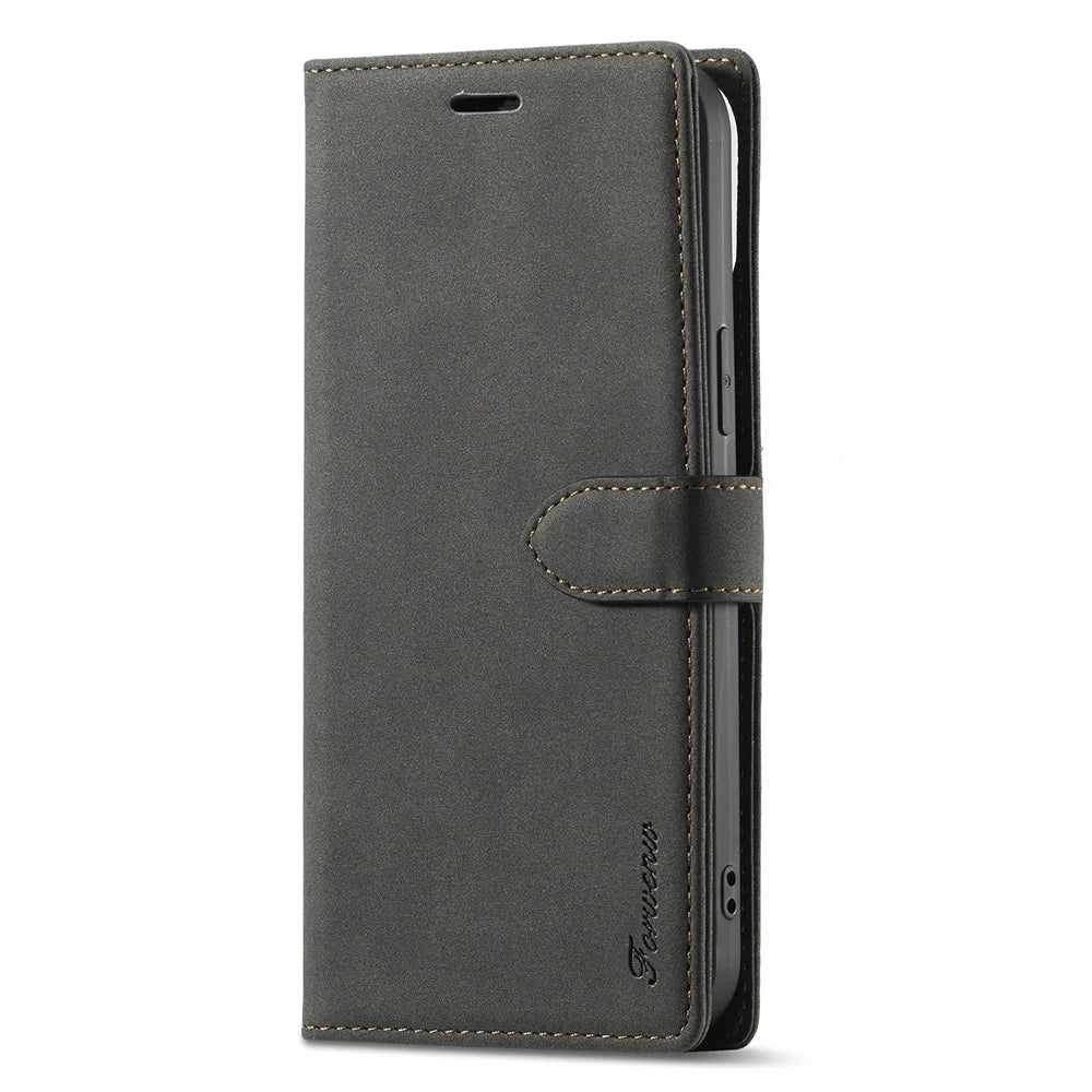 FORWENW F1 Series Leather Mobile Phone Cover Case Shell with Wallet Stand for iPhone 13 Pro Max 6.7 inch - Black - 2