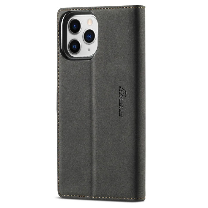 FORWENW F1 Series Leather Mobile Phone Cover Case Shell with Wallet Stand for iPhone 13 Pro Max 6.7 inch - Black - 3