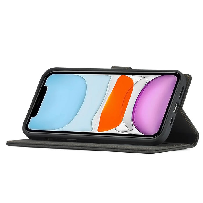 FORWENW F1 Series Leather Mobile Phone Cover Case Shell with Wallet Stand for iPhone 13 Pro Max 6.7 inch - Black - 4