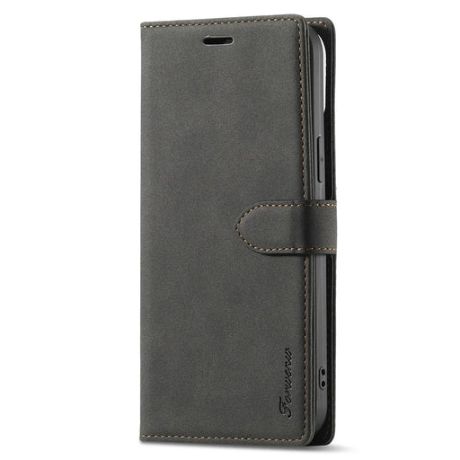 FORWENW F1 Series Fashion Style Drop-Resistant Skin Feeling Leather Case for iPhone 13 Pro 6.1 inch - Black - 2