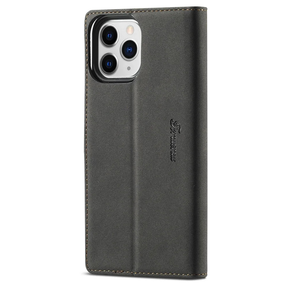 FORWENW F1 Series Full Protection Drop-Resistant Skin Feeling Leather Case for iPhone 13 6.1 inch - Black - 3
