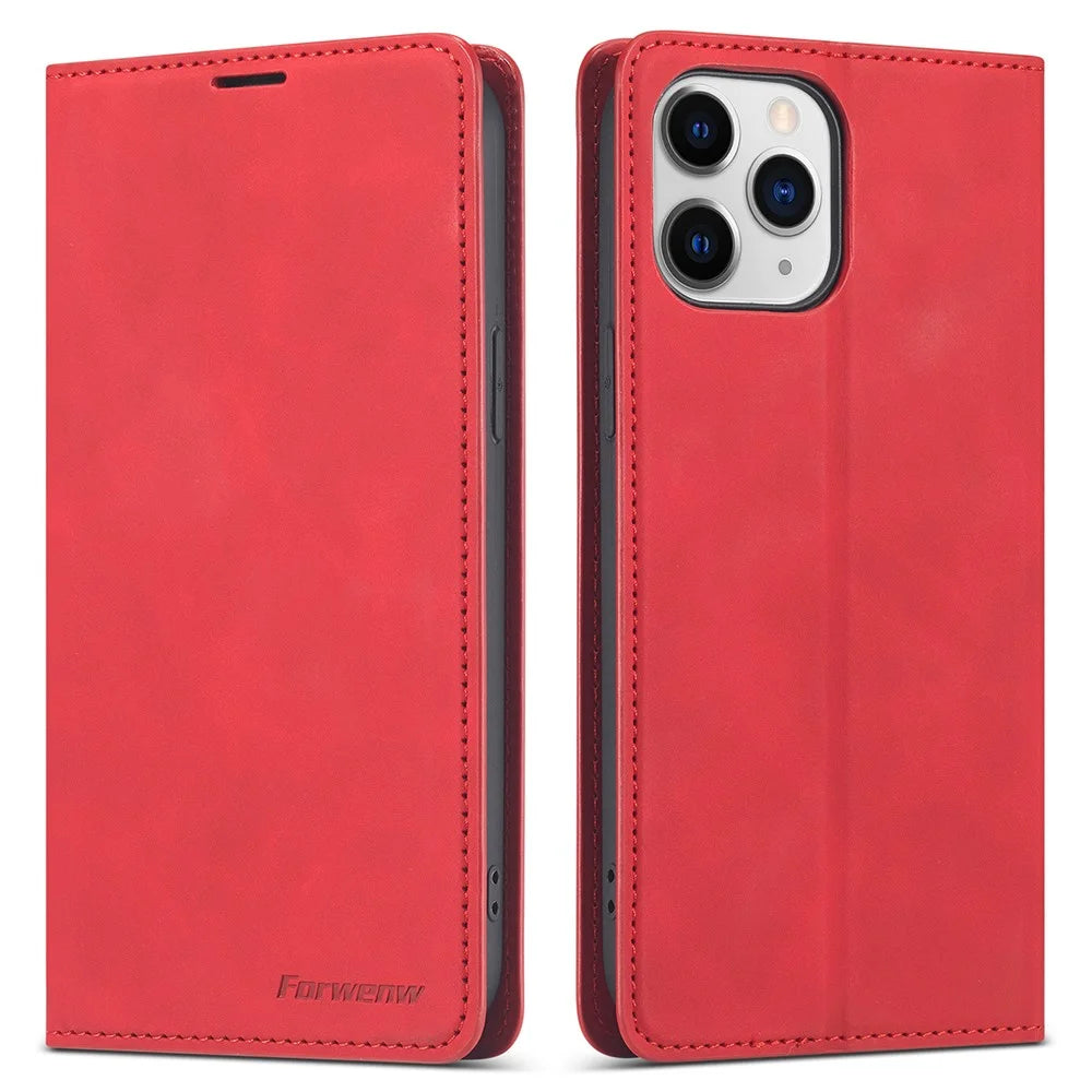 FORWENW Well-protected Fantasy Series Skin Feeling Leather Phone Case for iPhone 13 mini 5.4 inch - Red - 1