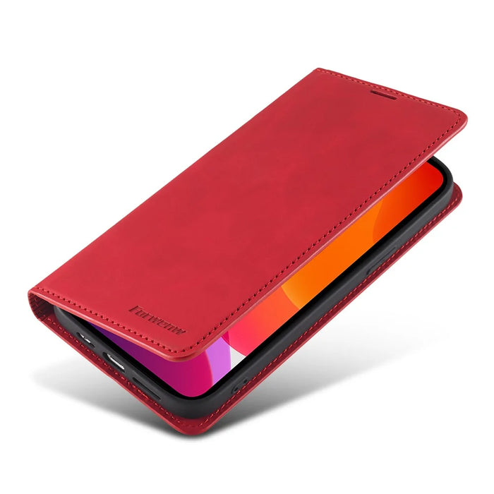 FORWENW Well-protected Fantasy Series Skin Feeling Leather Phone Case for iPhone 13 mini 5.4 inch - Red - 6