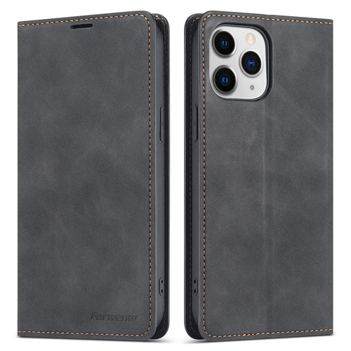 FORWENW Fantasy Series Stylish Silky Touch Leather Wallet Phone Shell for iPhone 13 6.1 inch - Black - 1