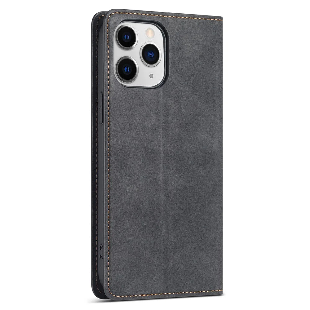 FORWENW Fantasy Series Stylish Silky Touch Leather Wallet Phone Shell for iPhone 13 6.1 inch - Black - 3