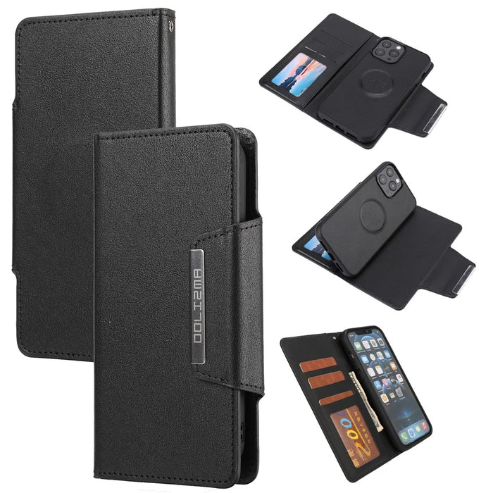 Ultra-thin Shockproof Full Protection Leather Wallet Phone Case with Detachable Inner for iPhone 13 Pro Max 6.7 inch - Black - 7