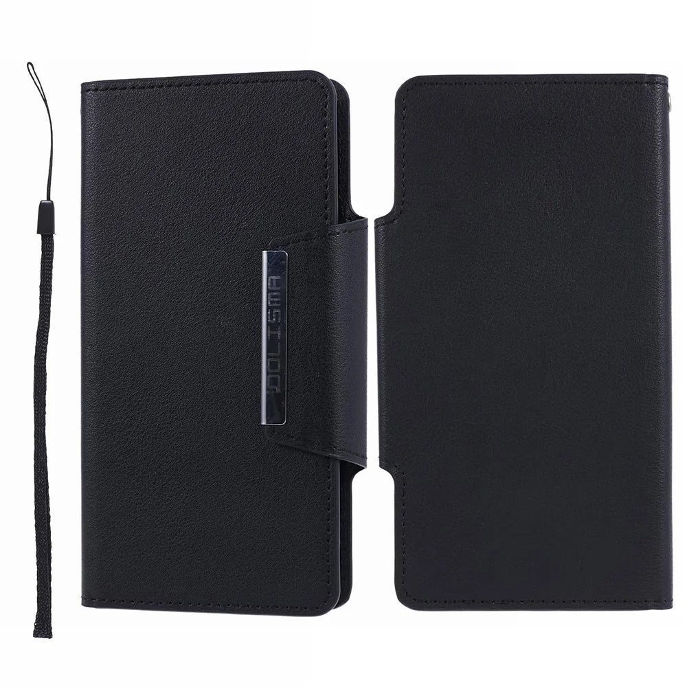 Full Protective Leather Wallet Phone Cover with Detachable Inner for iPhone 13 6.1 inch - Black - 1
