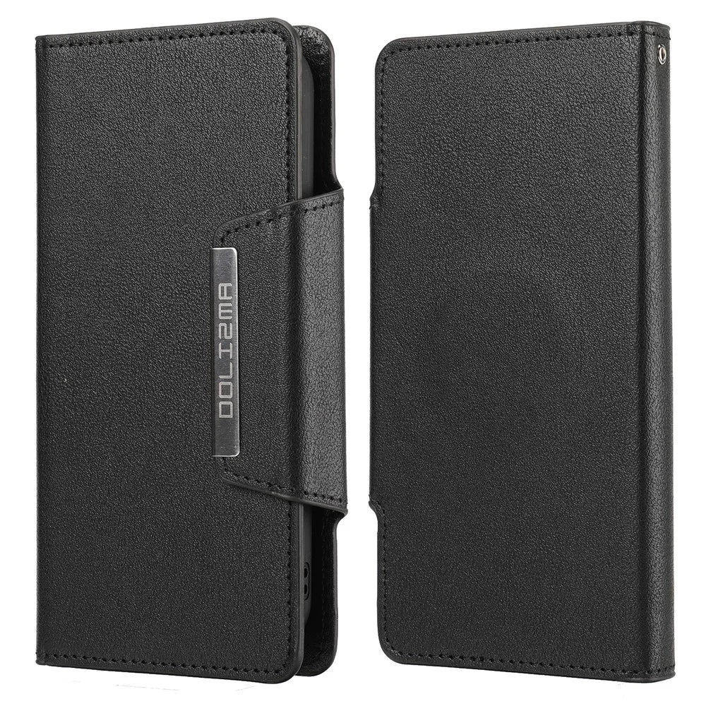 Ultra-thin Drop-proof Leather Wallet Phone Case with Detachable Inner for iPhone 13 mini 5.4 inch - Black - 1