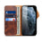 Folio Flip Genuine Leather Wallet Cover Shell with Strap for iPhone 13 6.1 inch - Brown - 5