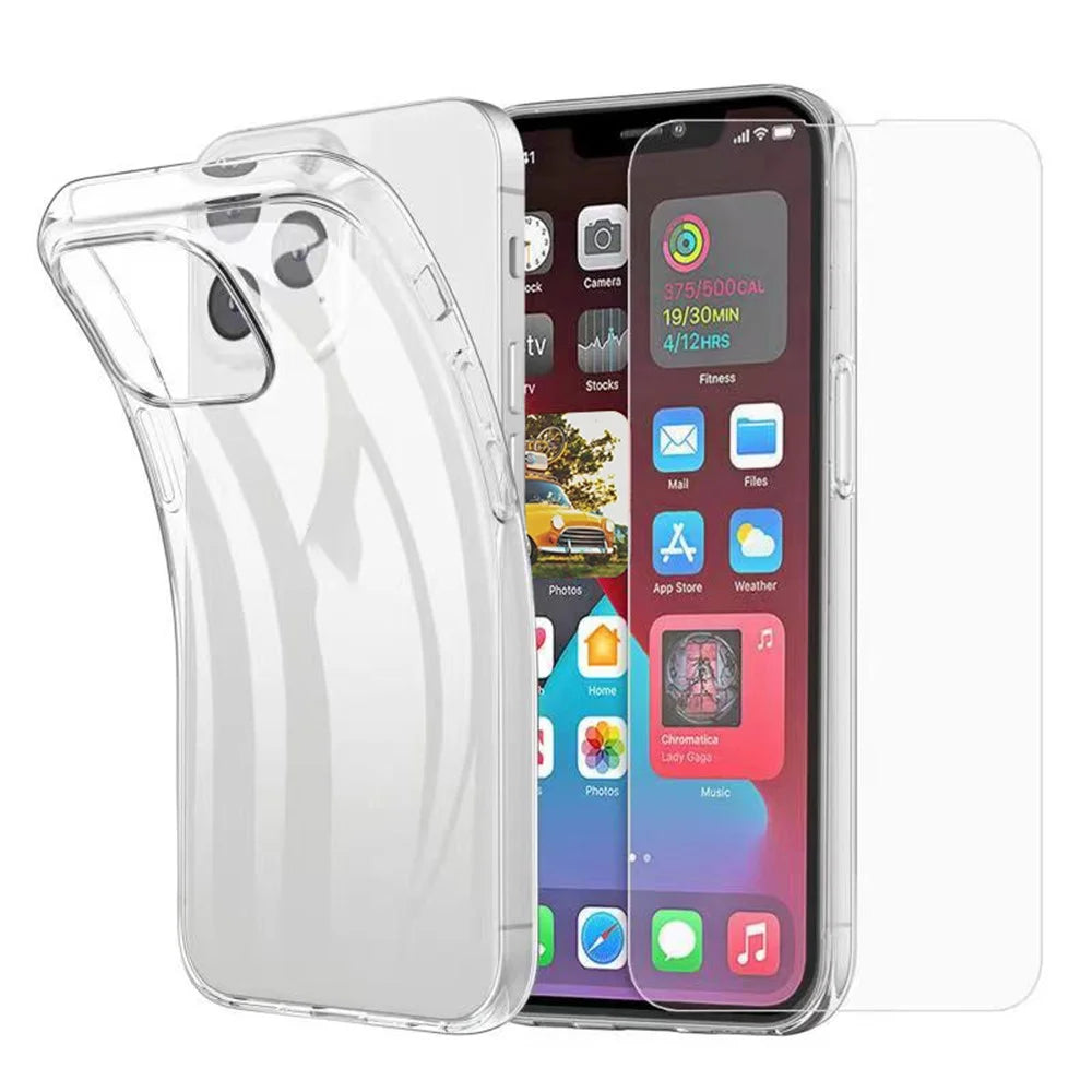 High Transparency TPU Case + Tempered Glass Screen Protector for iPhone 13 Pro Max 6.7 inch - 1