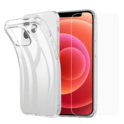 Crystal Clear Shockproof Protective Soft TPU Case with 9H Tempered Glass Screen Protector for iPhone 13 mini 5.4 inch - 1