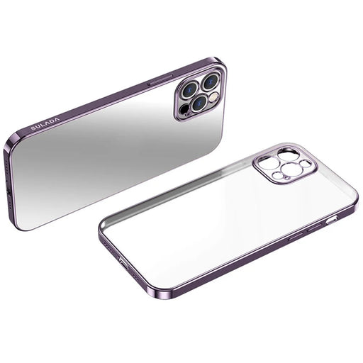 SULADA Natural Color Series Electroplating Metallic Texture Edge Soft TPU Case Cell Phone Cover Protector for iPhone 12 Pro 6.1 inch - Purple - 1