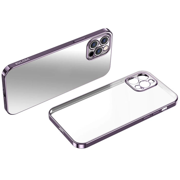 SULADA Natural Color Series Electroplating Metallic Texture Edge Soft TPU Case Cell Phone Cover Protector for iPhone 12 Pro 6.1 inch - Purple - 1
