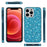 Shiny Sequins Electroplating TPU Frame + PC Hybrid Phone Cover Case for iPhone 13 Pro Max 6.7 inch - Blue - 6