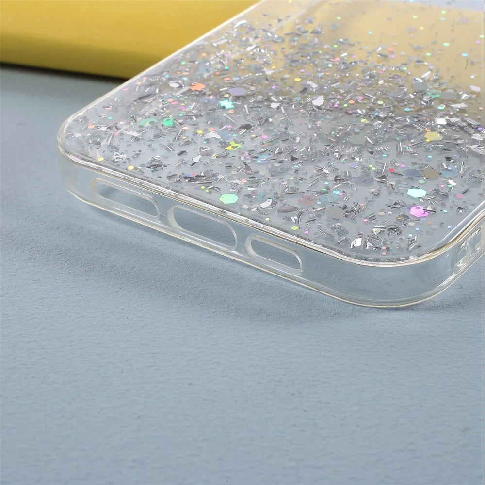 Sparkle Starry Sky Epoxy TPU Case Phone Protective Cover for iPhone 13 Pro Max 6.7 inch - White - 4