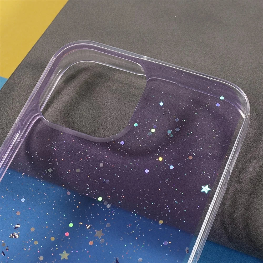 Sparkle Starry Sky Epoxy Stylish Light Anti-Scratch Soft TPU Phone Case Protector for iPhone 13 mini 5.4 inch - Purple - 5