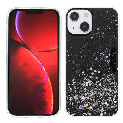 Sparkle Starry Sky Thin Light Epoxy Anti Scratch Soft TPU Phone Case Protector for iPhone 13 6.1 inch - Black - 1