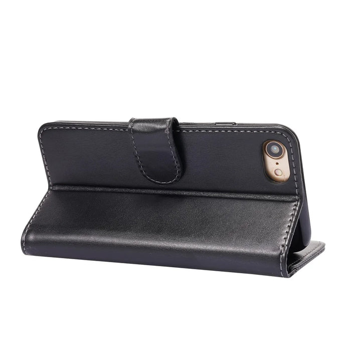 Splicing PU Leather Phone Case Stand Wallet Cover Protector for iPhone 6/SE (2022)/SE (2020)/8/7 - Black - 4