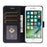Splicing PU Leather Phone Case Stand Wallet Cover Protector for iPhone 6/SE (2022)/SE (2020)/8/7 - Black - 5