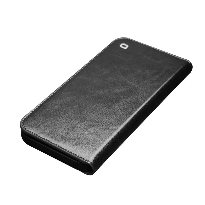 QIALINO For iPhone 13 Pro 6.1 inch Wallet Stand Phone Cover Top Layer Cowhide Leather + TPU Cover Shell - Black - 4