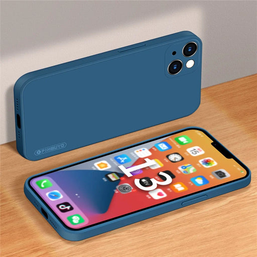 PINWUYO Precise Cut-Out Soft Skin Silicone Shockproof Phone Cover for iPhone 13 6.1 inch - Blue - 2