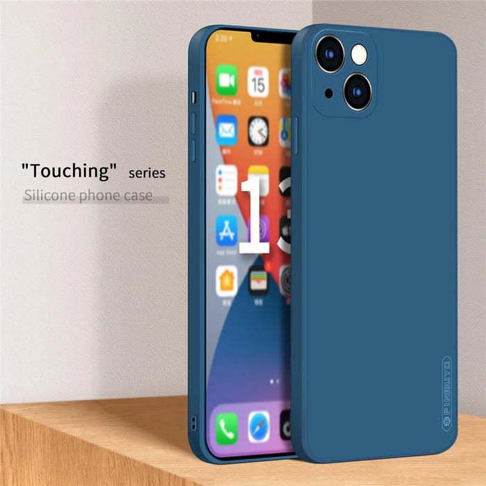 PINWUYO Precise Cut-Out Soft Skin Silicone Shockproof Phone Cover for iPhone 13 6.1 inch - Blue - 3
