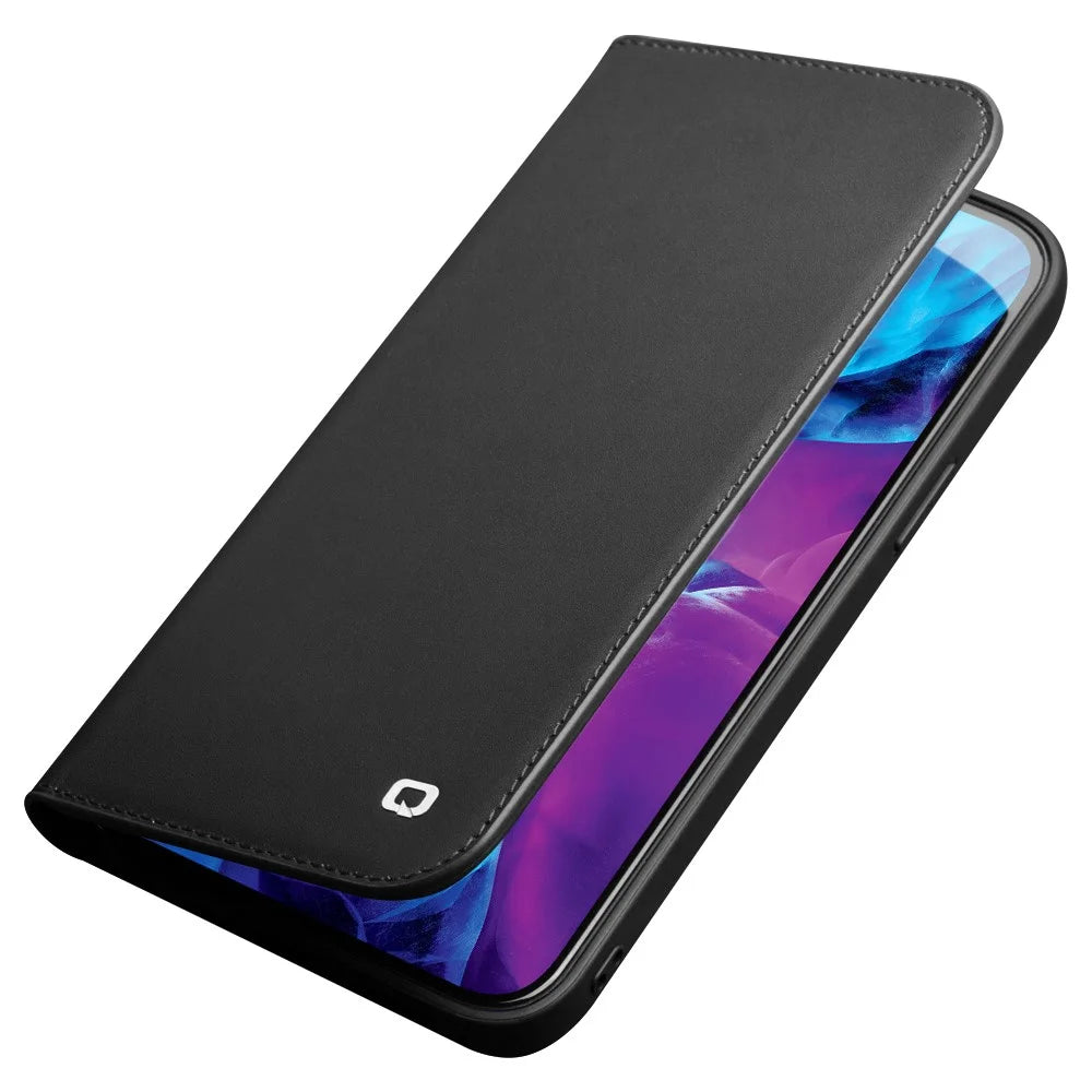 QIALINO Wallet Case Stand Genuine Cow Leather Flip Phone Cover for iPhone 13 Pro Max 6.7 inch - Black - 5