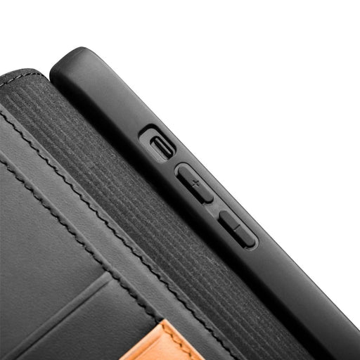 QIALINO Wallet Case Stand Genuine Cow Leather Flip Phone Cover for iPhone 13 mini 5.4 inch - Black - 2