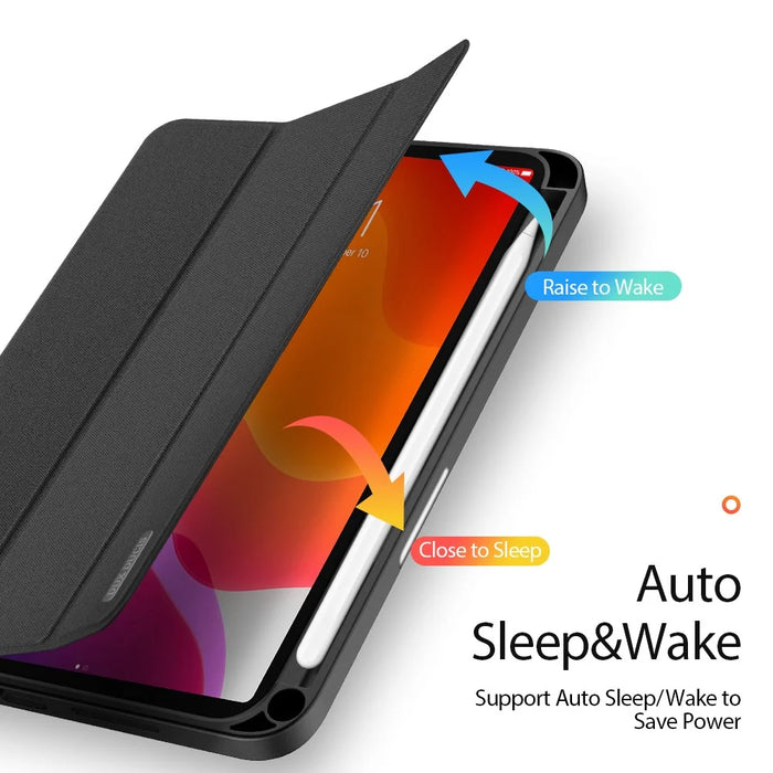 DUX DUCIS Domo Series Auto Wake / Sleep Leather Tri-Fold Stand Tablet Case with Pen Holder for iPad mini (2024) / mini (2021) - Black - 7