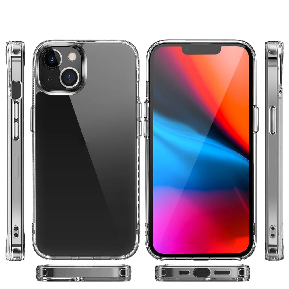Rugged TPU Shock-Absorption Bumper + Clear PC Back Anti-Drop Cover for iPhone 13 mini 5.4 inch - 6
