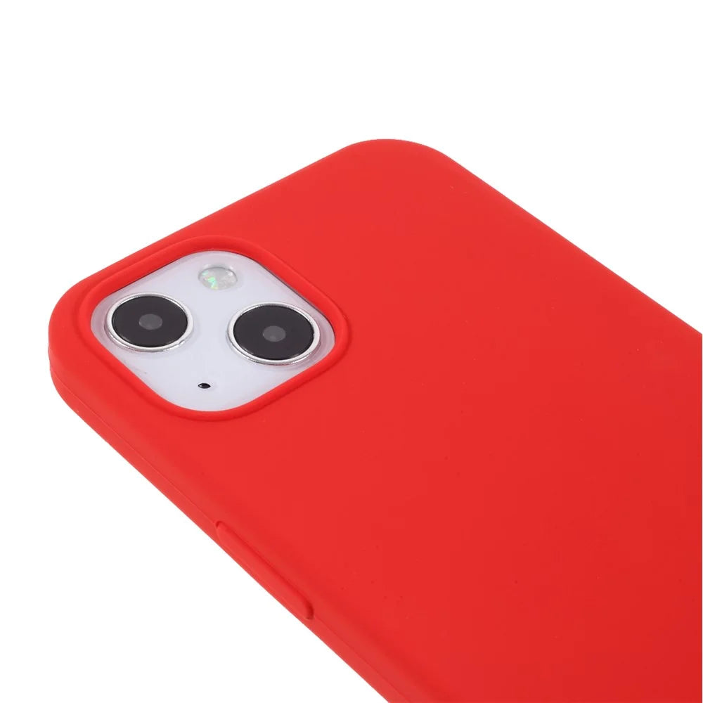 Solid Silicone Slim Shockproof Phone Case with Soft Microfiber Lining for iPhone 13 6.1 inch - Red - 6