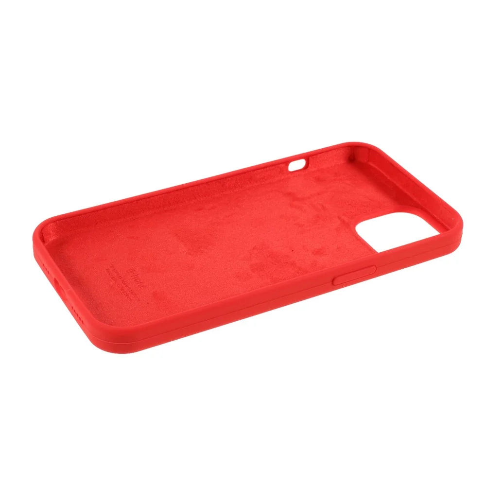Solid Silicone Slim Shockproof Phone Case with Soft Microfiber Lining for iPhone 13 6.1 inch - Red - 7