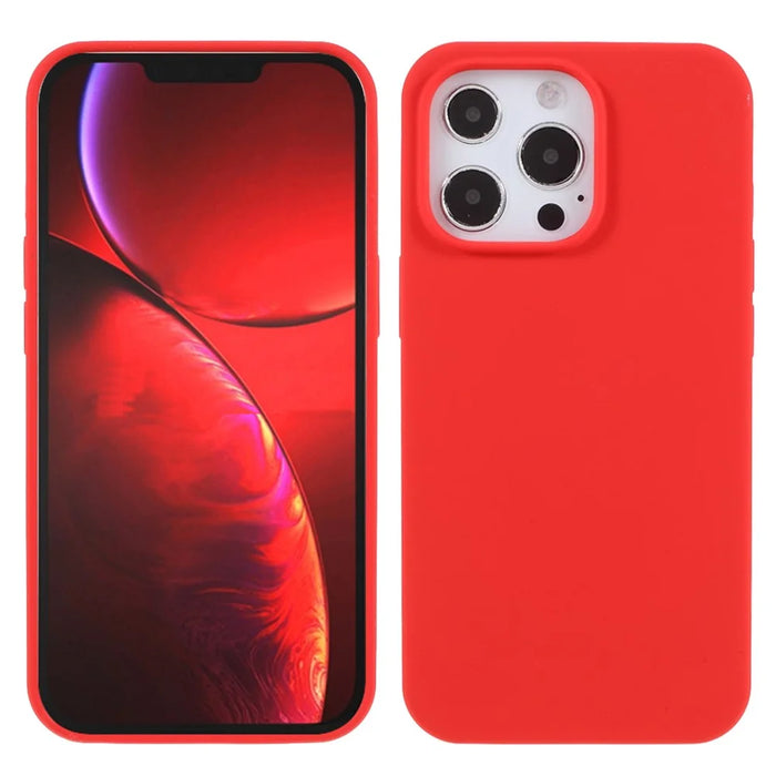 Soft Solid Silicone Slim Fit Shockproof Protective Phone Case for iPhone 13 Pro Max 6.7 inch - Red - 1
