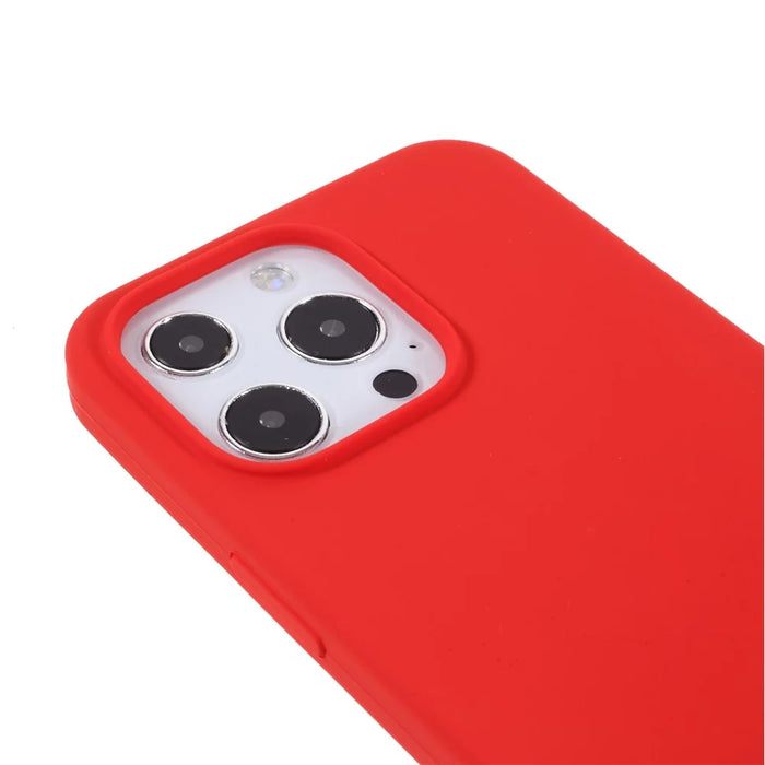Soft Solid Silicone Slim Fit Shockproof Protective Phone Case for iPhone 13 Pro Max 6.7 inch - Red - 6