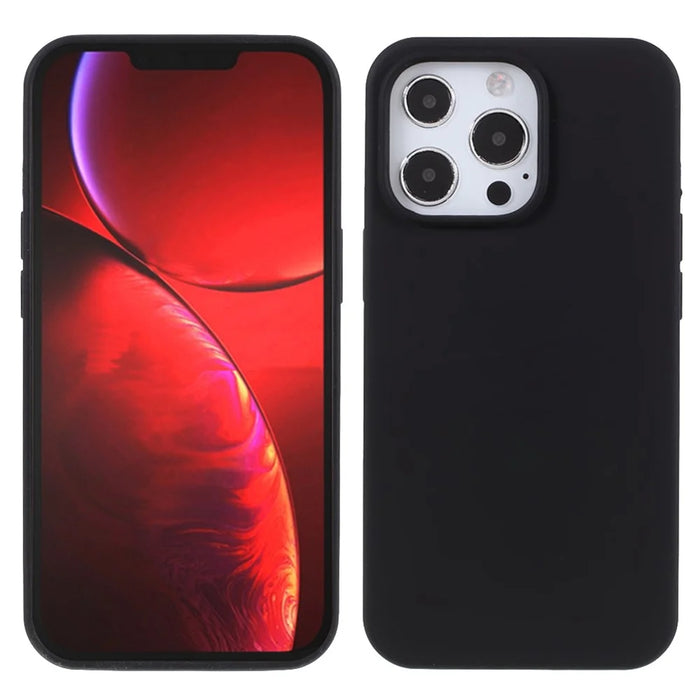 Solid Silicone Silky-Soft Touch Full-Body Protection Shockproof Cover with Soft Microfiber Lining for iPhone 13 Pro 6.1 inch - Black - 1