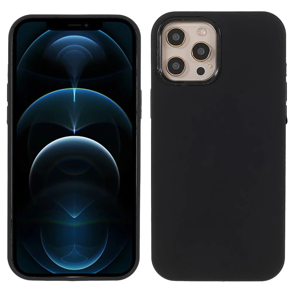Soft Solid Silicone Slim Fit Full-Body Shockproof Protective Phone Case for iPhone 12 / 12 Pro 6.1 inch - Black - 1