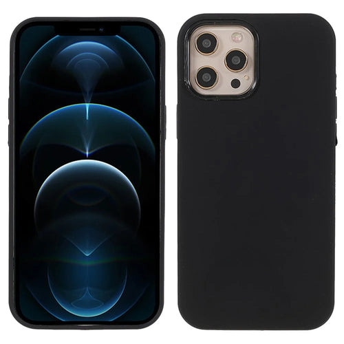Soft Solid Silicone Slim Fit Full-Body Shockproof Protective Phone Case for iPhone 12 / 12 Pro 6.1 inch - Black - 1