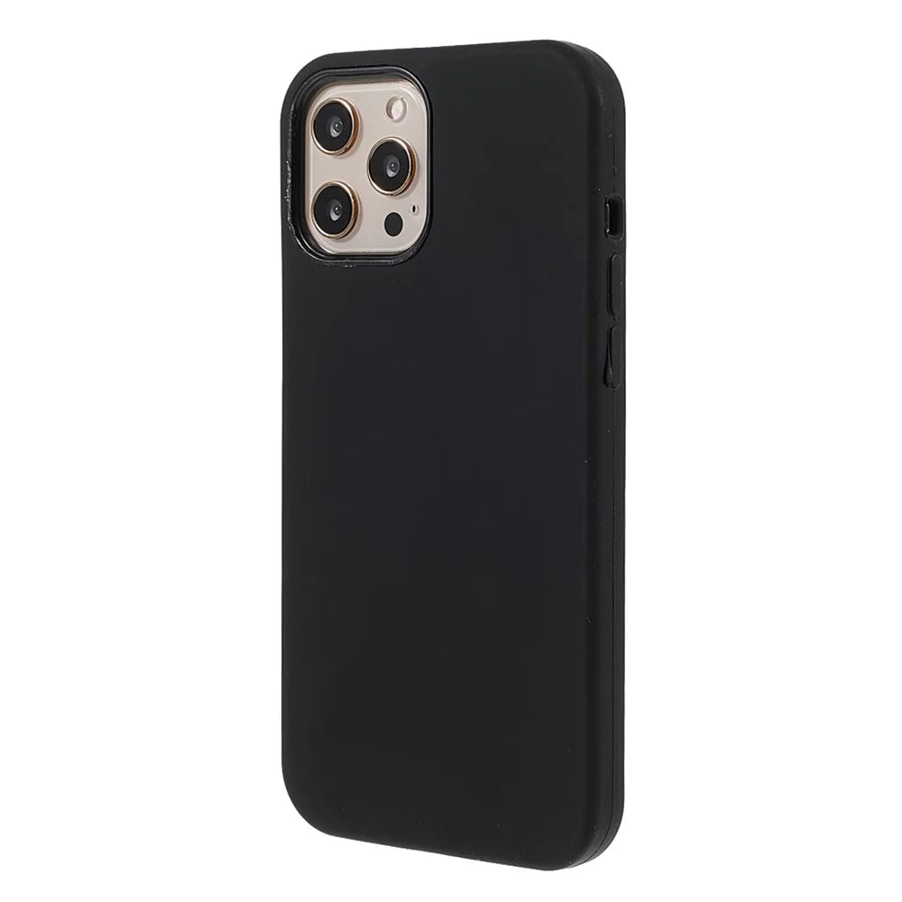 Soft Solid Silicone Slim Fit Full-Body Shockproof Protective Phone Case for iPhone 12 / 12 Pro 6.1 inch - Black - 3