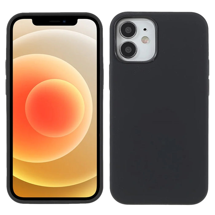 Solid Silicone Slim Microfiber Lining Cushion Texture Cover for iPhone 12 mini 5.4 inch - Black - 1