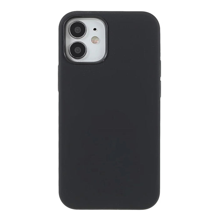 Solid Silicone Slim Microfiber Lining Cushion Texture Cover for iPhone 12 mini 5.4 inch - Black - 2